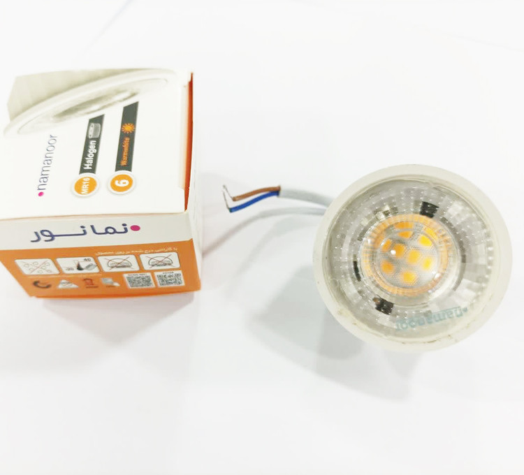 لامپ هالوژن 6 وات نمانور مدل MR16 پایه سیم دار