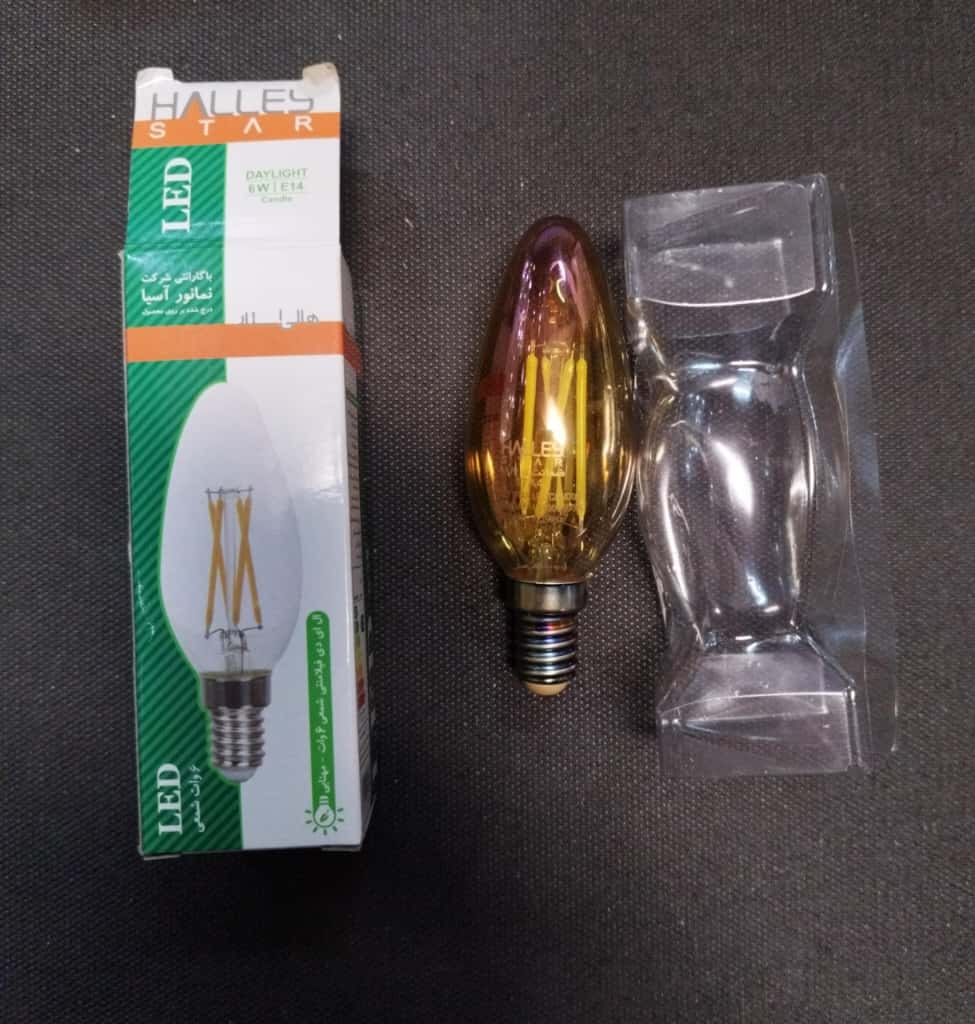 لامپ شمعی کندل فیلامنت مهتابی شامپاینی 6وات